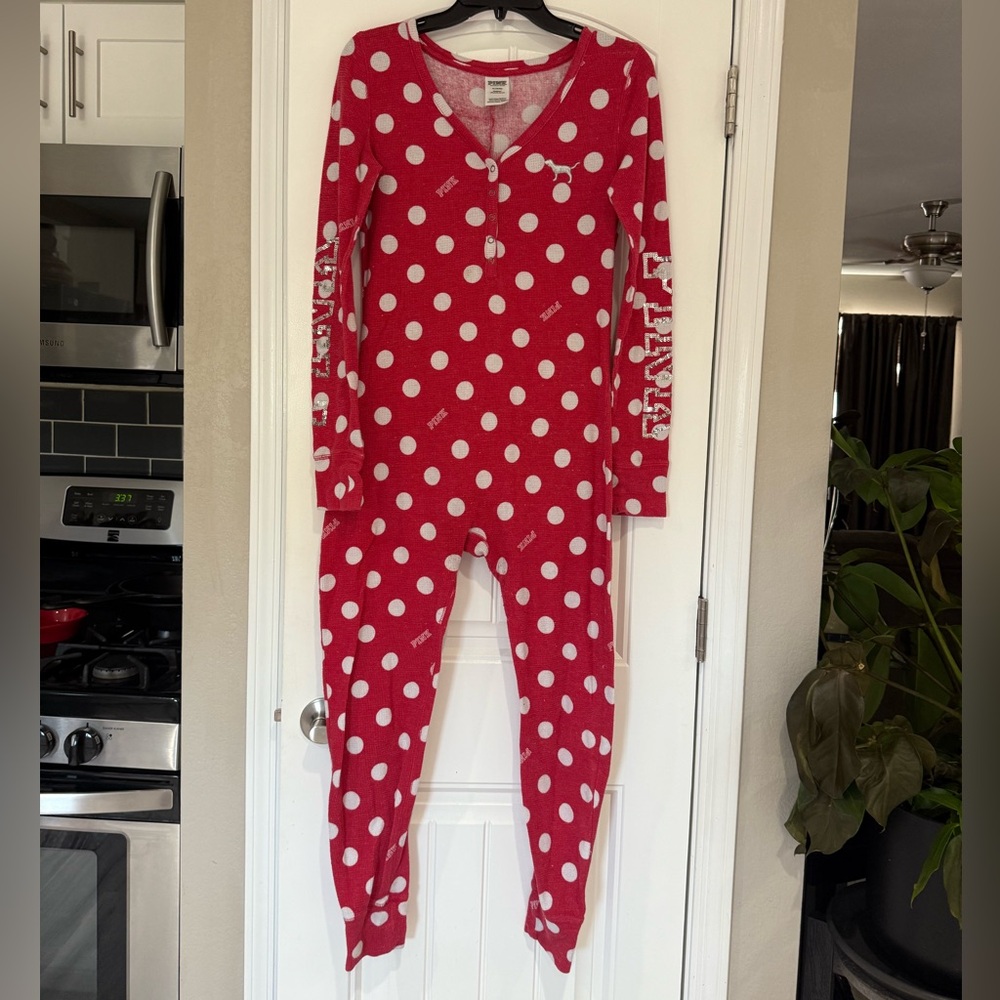 VS PINK Red Polka Dot Onesie Pajamas